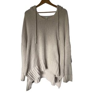 Aerie Oversized Chenille Knit Hoodie Sweater Cream Beige V-Neck XXL Pullover